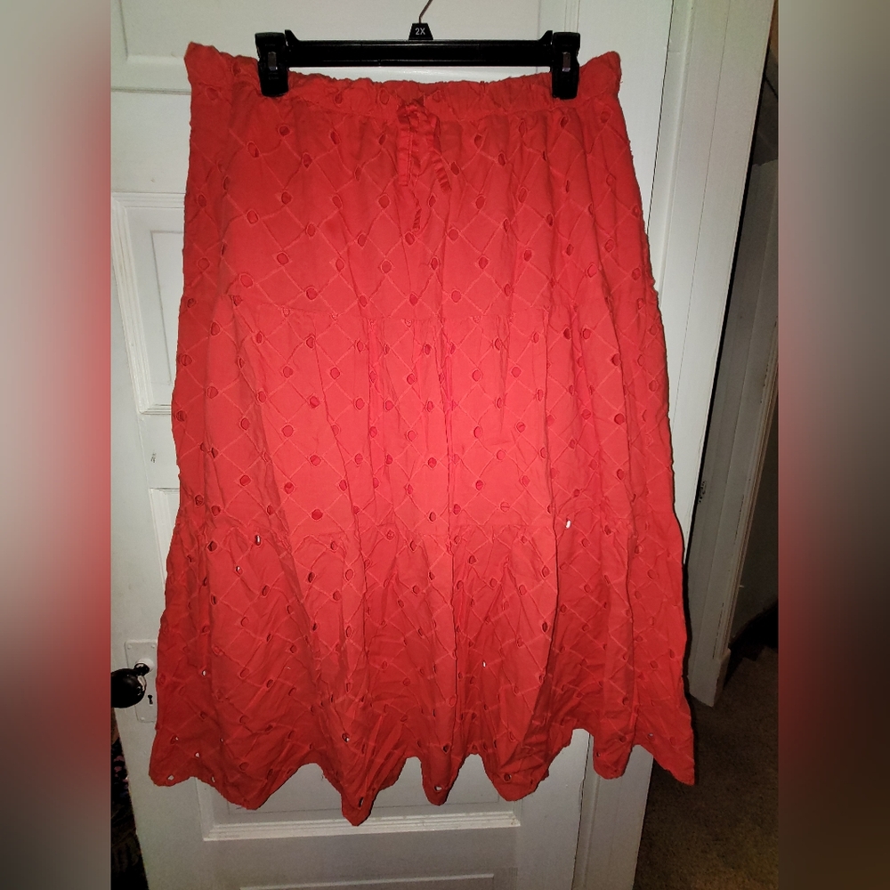 Orange Eyelet Skirt